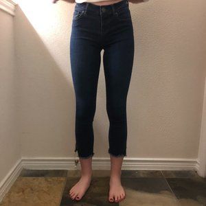 Loft Skinny Stretch dark jeans frayed ankle sz 00